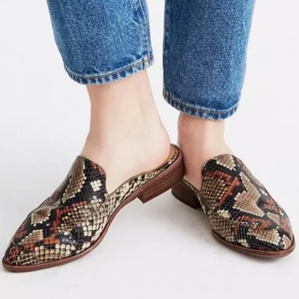 Madewell Frances Loafer Mule Snake Embossed Size 9